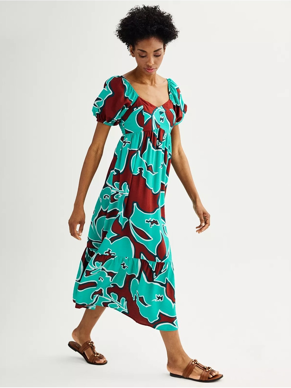 Women's Nine West Babydoll Maxi Dress size small teal oleander
